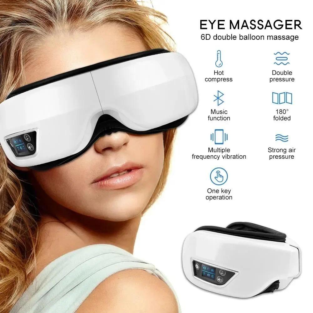 7.8W Electric Eye Massager 6D Smart Airbag Vibration Eye Care Instrument Household Hot Compress Bluetooth Eye Massage Glasses