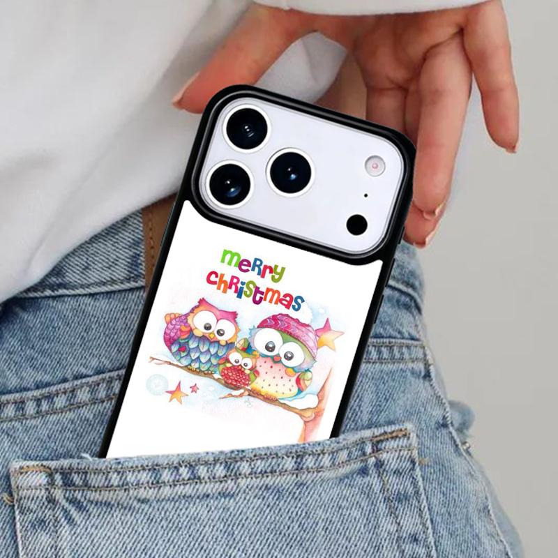 Christmas Owl Phone Case for iPhone 16e 15 14 13 12 17 Pro Max Plus Air 17pro Cover Coque