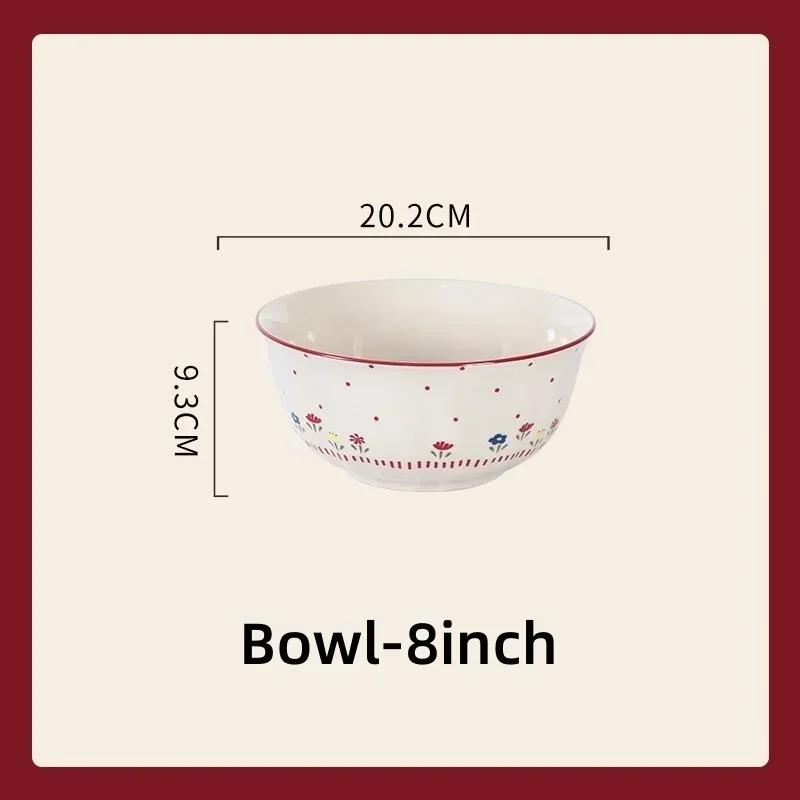 Pastoral Style Ceramic Tableware Soup Bowl Salad Bowl Dish Pasta Dessert Plates Dinnerware Dinnerware Table Decoration