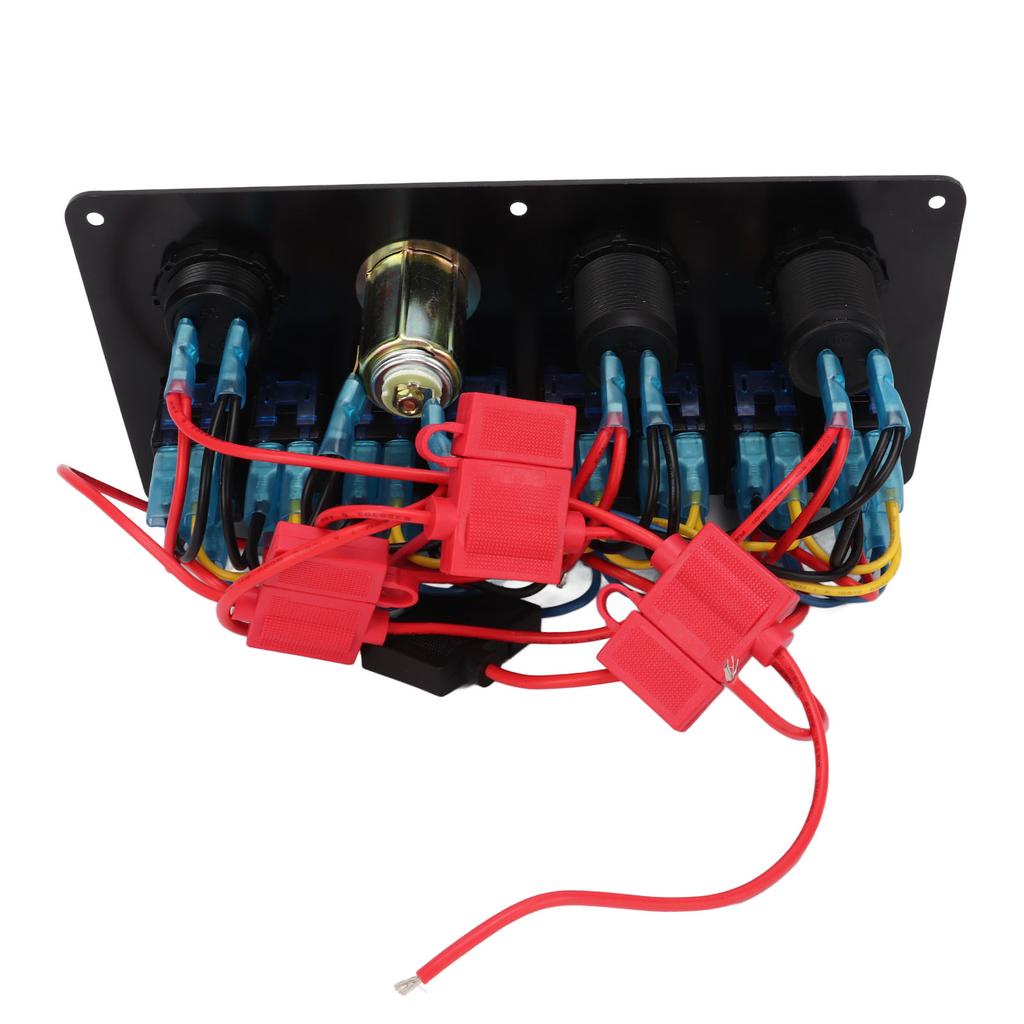 8 Gang Rocker Switch Panel 12 to 24V 2 Blue LEDs with DIY Sticker 5 Pin Waterproof for Cars RVs Yachts Ships