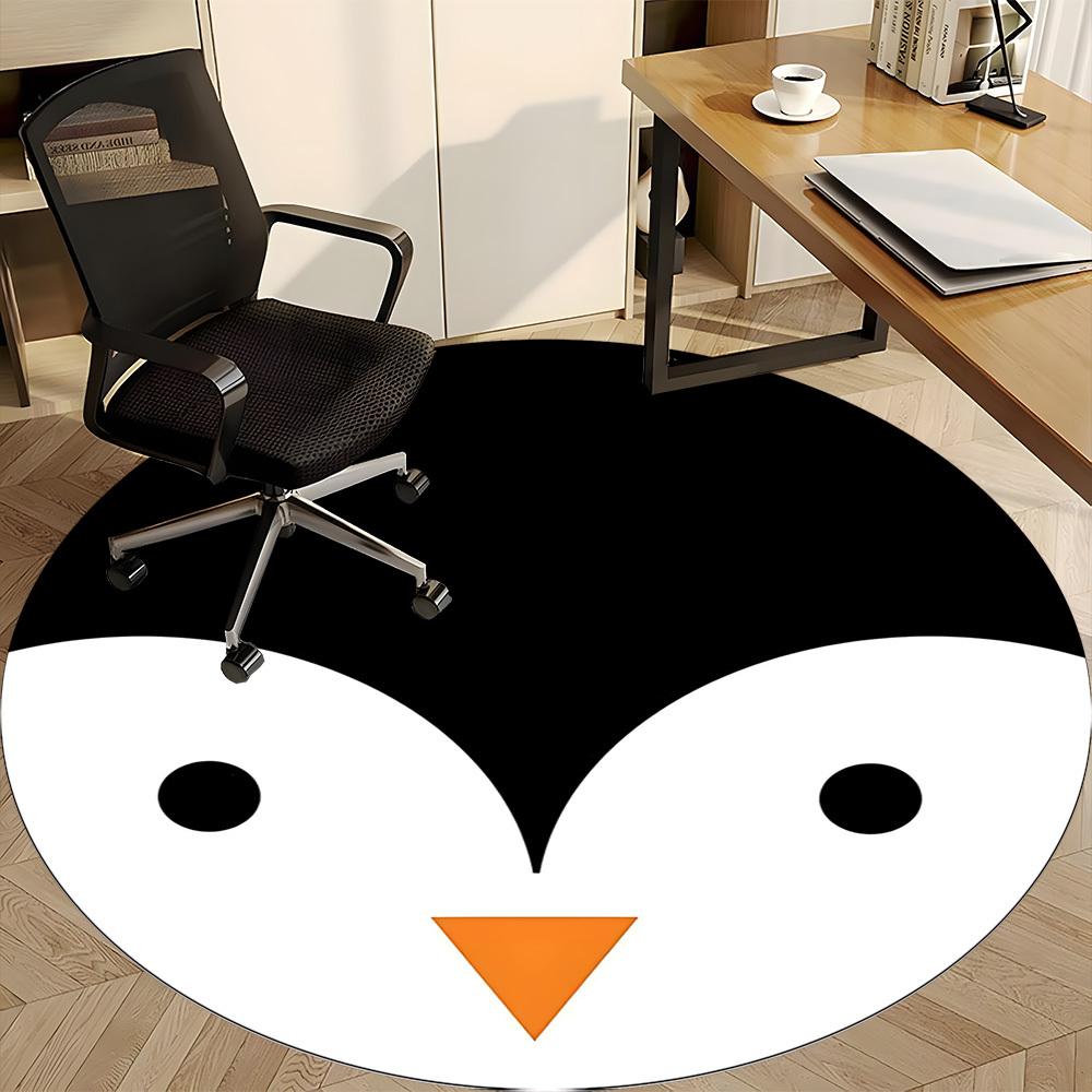 1pc Penguin Chick Office Round Area Rug, Indoor Mat Suitable For Office, Under Office Chairs Bedroom Living Room Home Decor, Room Deco161