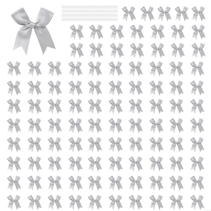 100Pcs Gift Wrapping Ribbon Bowknot 8cm Polyester Fabric Bowknot for Birthday Valentine's Day Wedding Gift Packaging P9YB
