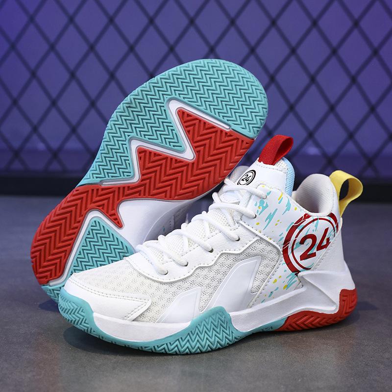 Children's basketball shoes New breathable mesh training shoes Medium and large children's sports shoes Non-slip and wear-resistant boys' student spo