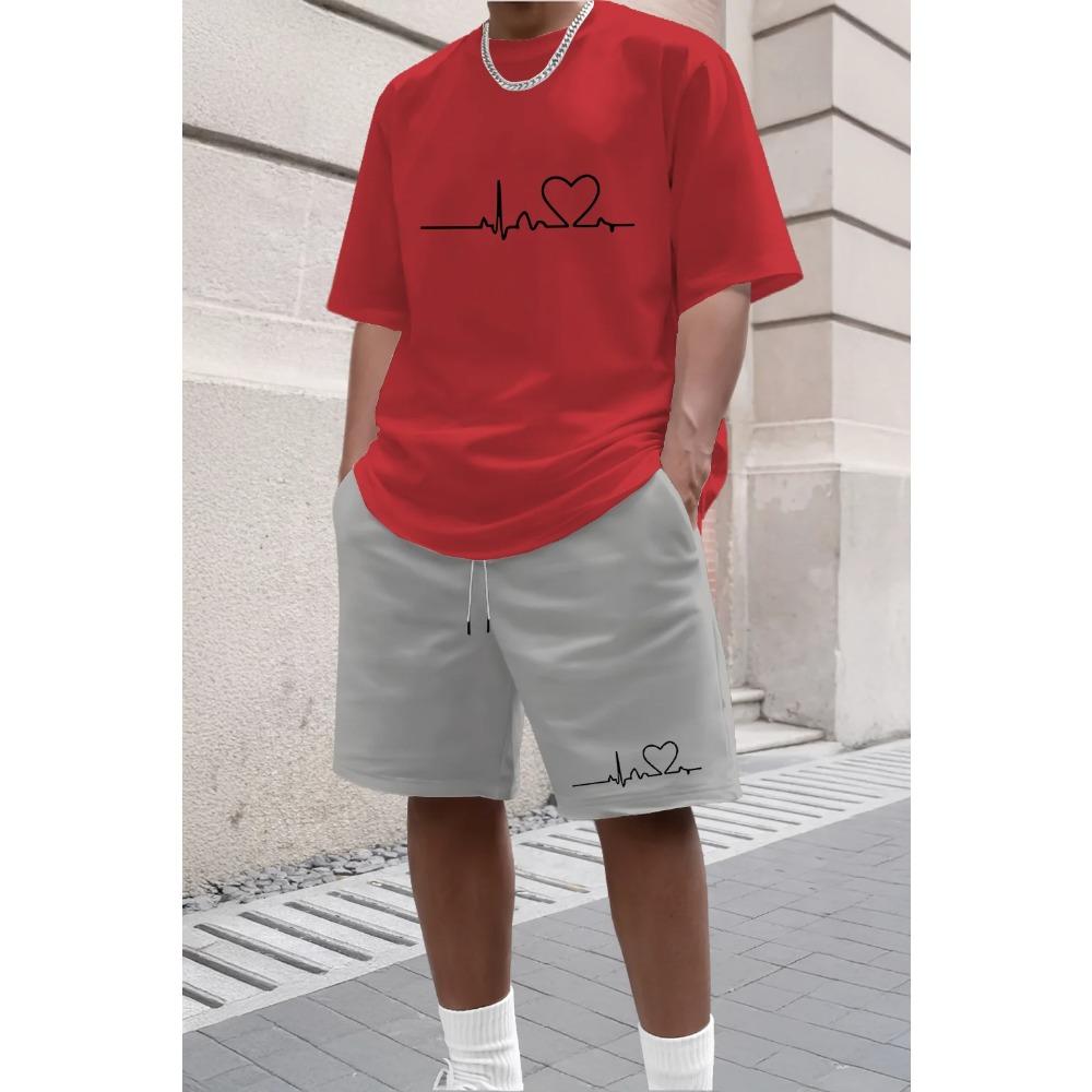 Summer Men s Printed Sports Suit Fashion Trend Versatile Breathable S