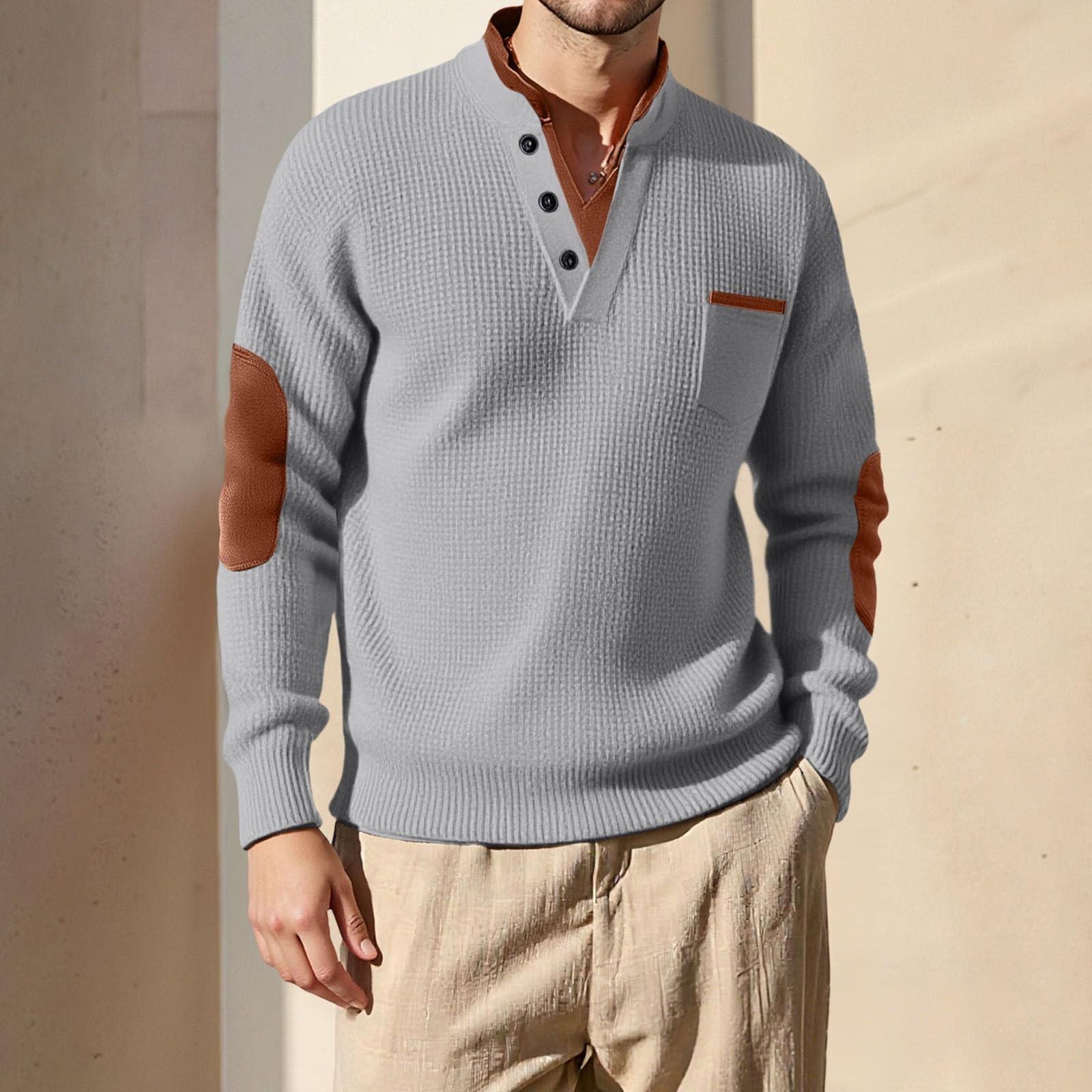 

Мужские вязаные толстовки с карманом, повседневный свитер, винтажный пуловер, весна-осень, топы с имитацией двух частей XL