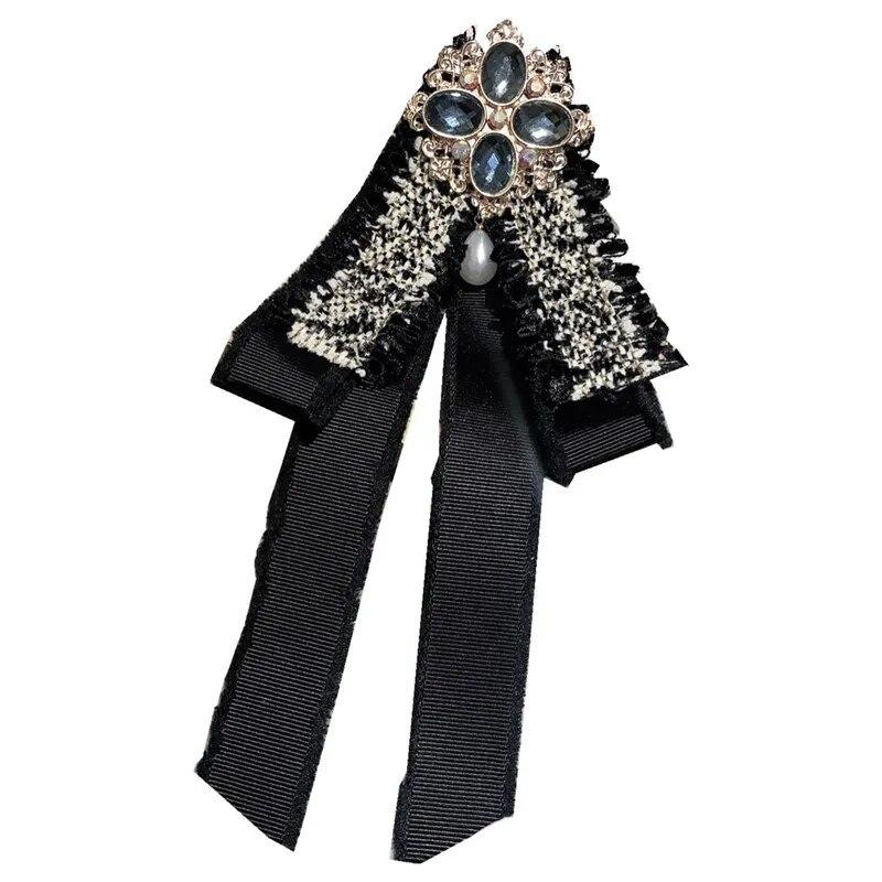 Bow Tie Small Incense Inlaid Diamond Pearl Accessories Shirt Collar Pin Brooch Collar Pin Large Bow Lace Female
