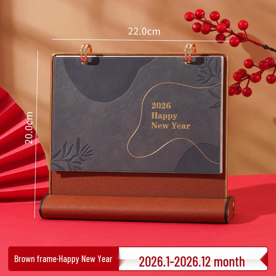 2026 Креативный кожаный настольный календарь с индивидуальным логотипом