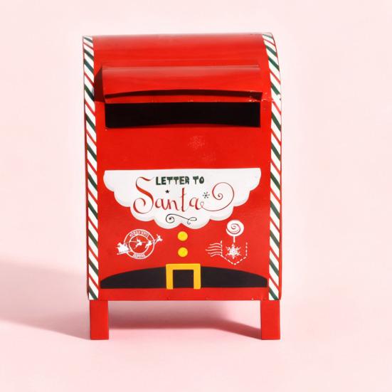 Christmas Letterbox Letters To Santa Metal Mailbox Christmas Decorative Red Mailbox for Home Indoor Outdoor Front Door Decoration Holiday Party