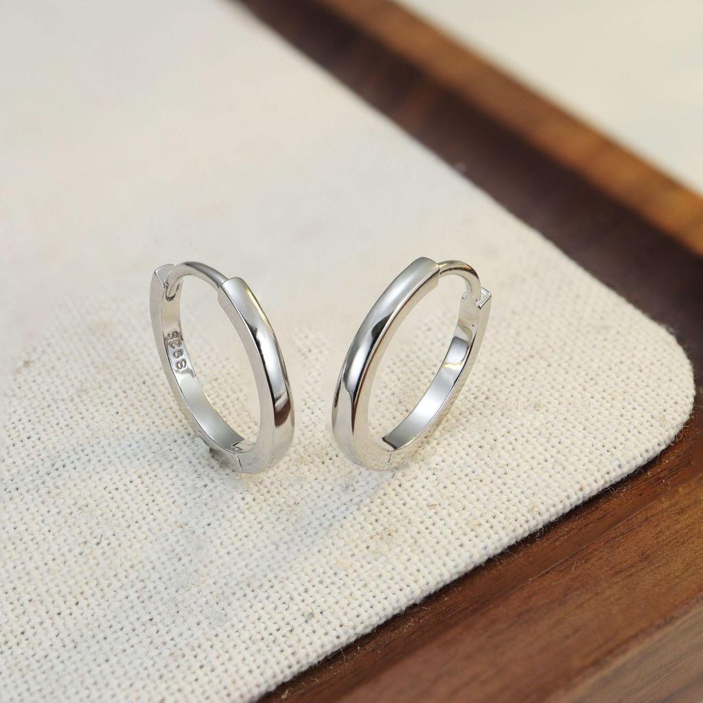 925 Sterling Silber Luxus Schlichte Creolen Ohrringe - Damen Leichte, Hochwertige Ohr Manschetten und Creolen