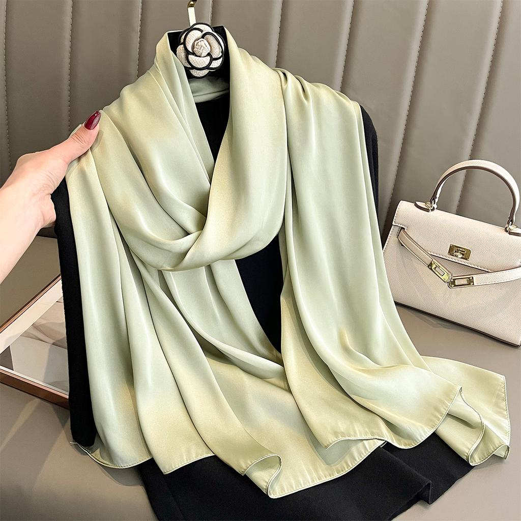 Luxury Brand Spring Large Long Pashmina Women Scarf Solid Silk Shawl Wrap Lady Beach Fashion Female Bandana Cover Echarpe