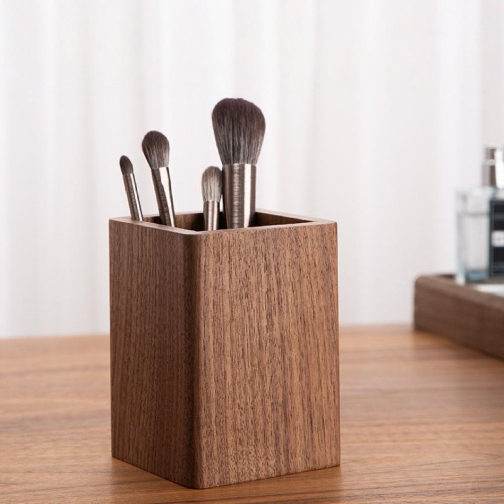 Beech Hickory Wood Pen Holder Simple Makeup Brush Organizer  Office/School Supplies