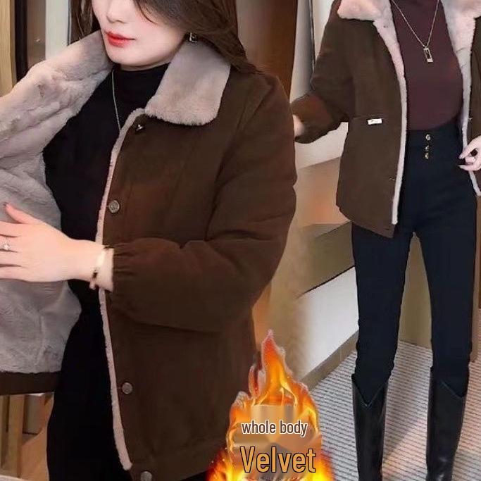 

Petite Women s Winter 2025 Warm Plus-Velvet Jacket - Stylish, Thick Outerwear 3XL