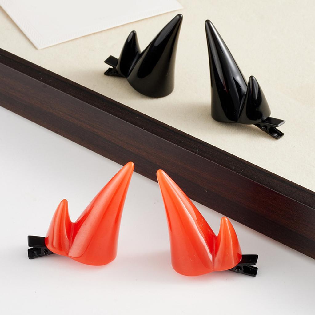 2PCS Devil Horn Hair Clip For Halloween Cosplay Costume Party Hair Accessories Cartoon Hairpins For Women Girls Adults