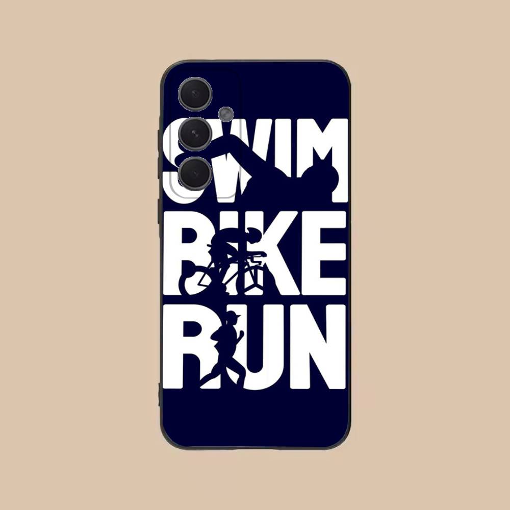 Triathlon Swim Bike Run Phone Case For Samsung S25,24,21,22,23,20,S30,Ultra,Plus,Fe,Lite,Note,5G Black Soft SamsungS25ULTRA