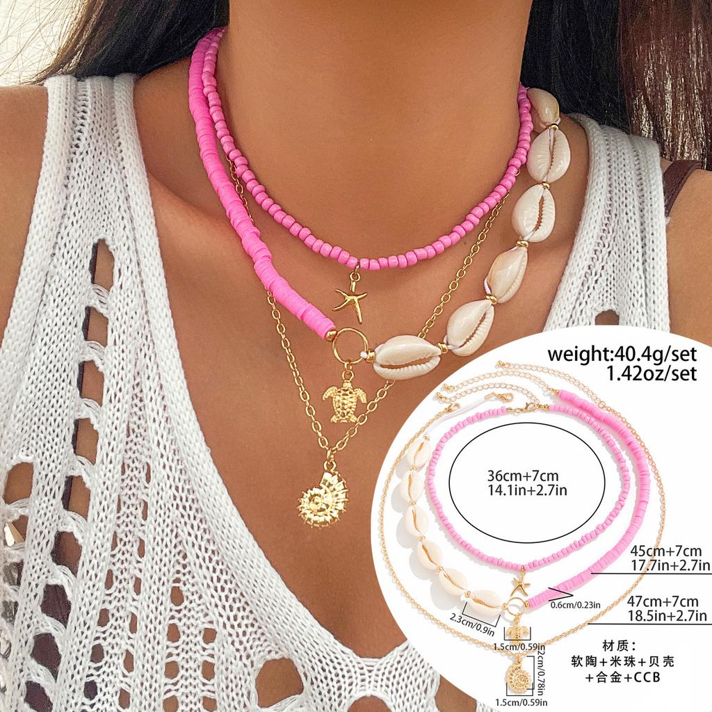Accessories Ocean Wind Shell Rice Beads Gravel Necklace Female Beach Starfish Beaded Necklace