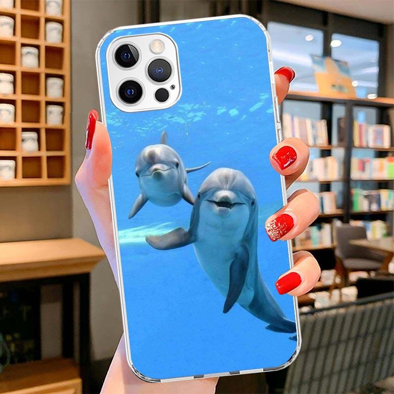 

Ocean Animal Cute Dolphin Cover Phone Case For iPhone 16 17 Air 15 14 Pro Max 16E Phone Case 13 Mini 12 11 7 SE 8 Print Pattern iPhone 13 Mini