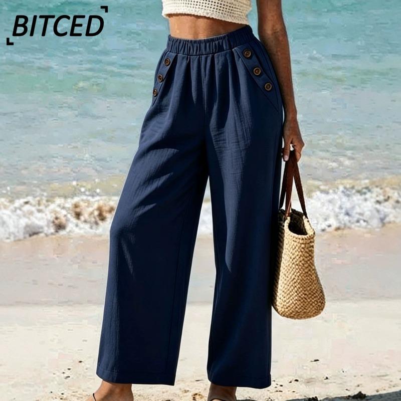 BITCED Modne damskie spodnie i spodnie capri na co dzień w jednolitym kolorze