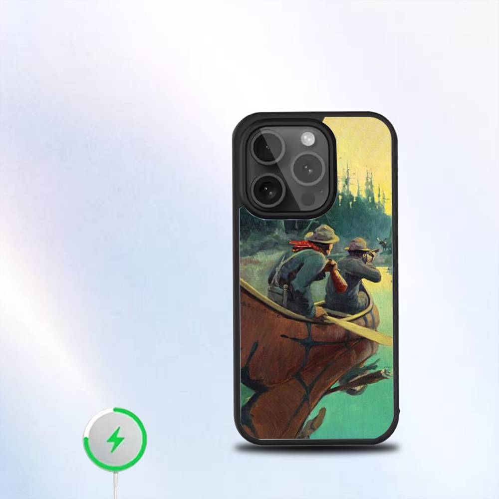Hunting Fishing Man Phone Case For iPhone 17,16,15,14,13,12,11,Pro,Max,Plus,Mini,SE New Magsafe Magnetic Wireless Charging
