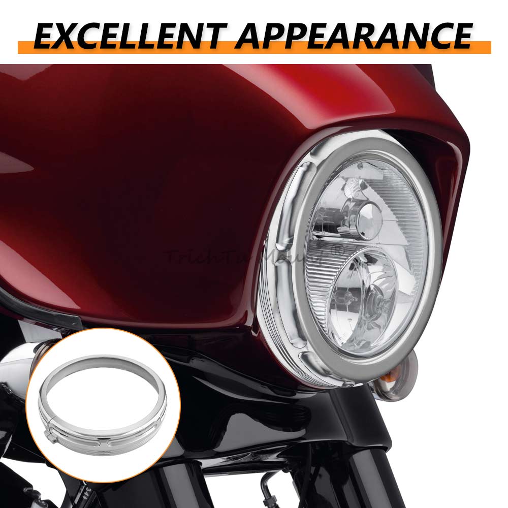 7Inch Headlight Trim Rings Black/Chrome Motorcycle Part For Harley Electra Glide Street Glide Ultra Limited Tri Glide 1994-later