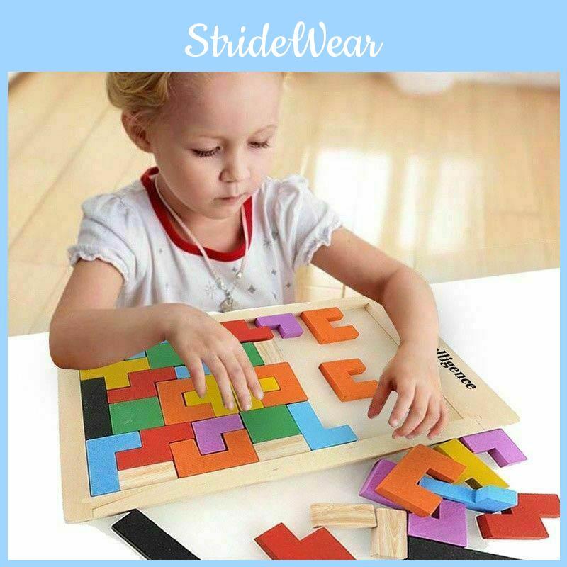 Colorful Wooden Tetris Building Block Puzzle For Educational Preschool Playtime