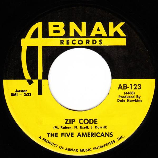 

7inch Record FIVE AMERICANS - Zip Code AB123 Abnak Records 1967 US Rock Used