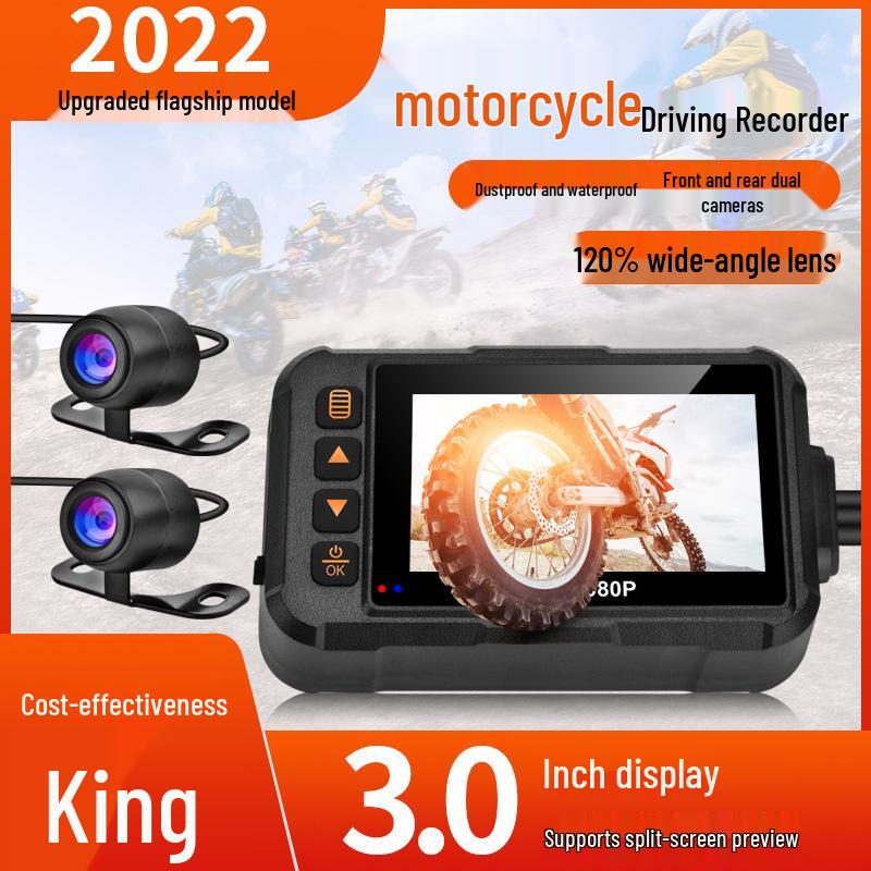 Waterproof Dual-Recording 720P HD Motorcycle Dash Cam with Front & Rear Cameras