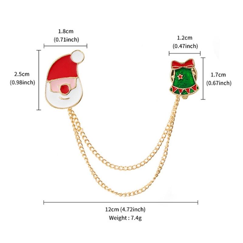 Fashion Christmas Brooch Tassels Chain Clothing Pin Santa Tree Wreath Gift Badges Lapel Pin Party Jewelry Festive Pin