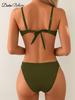 2025 Modern Cross-back Hard Cup Bikini: European & American Style Sexy Split Swimwear