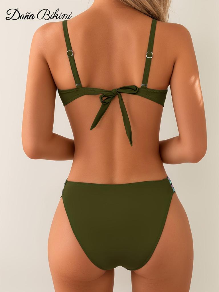 2025 Modern Cross-back Hard Cup Bikini: European & American Style Sexy Split Swimwear