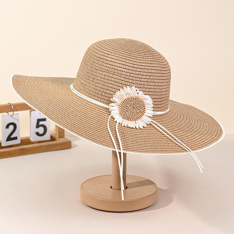 Straw hat women's fashion versatile beach hat foldable sun hat children's summer seaside beach big brim sun hat