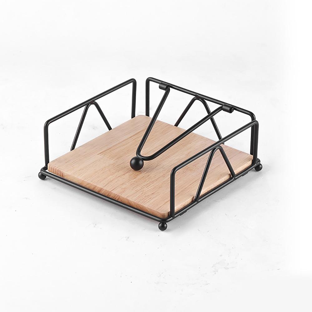 

Space Saving Iron Tissue Box Tabletop Square Tissue Rack Sturdy Decorative Napkin Organizer Restaurant Table чёрный