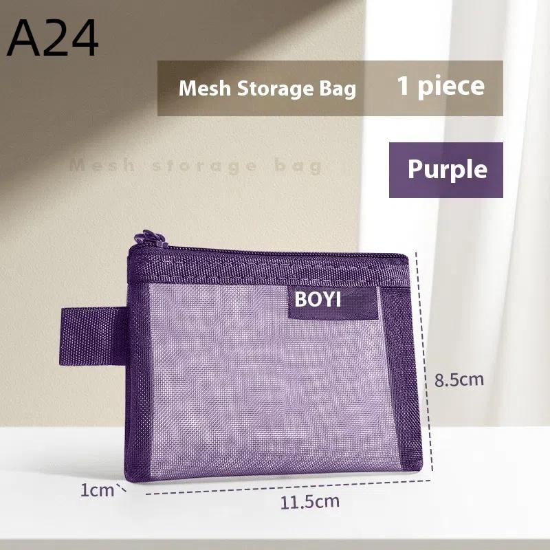 1Pc Portable Mini Zipper Mesh Storage Bag Coin Purse Small Square Mesh Coin Purse Travel Storage Carry Pouch With Zippered