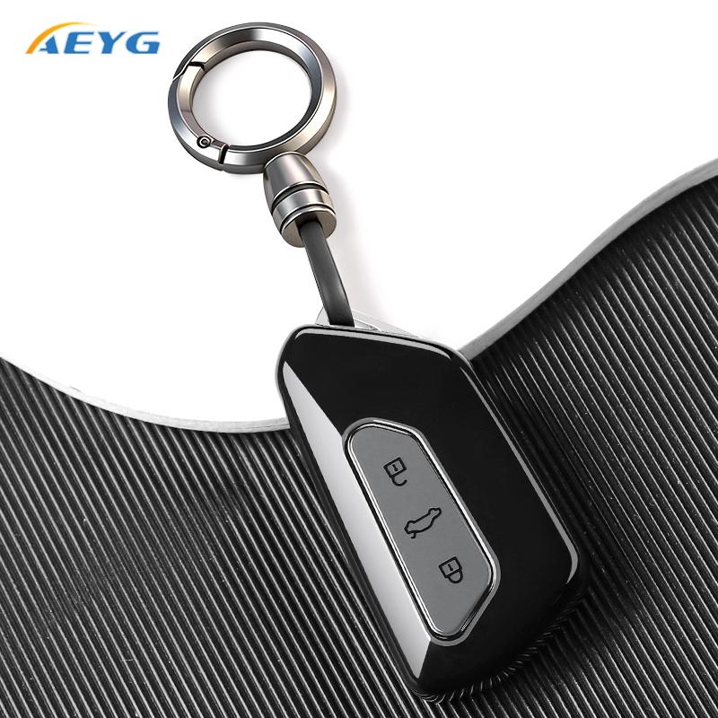 Fashion Soft Tpu Car Key Cover Case Protection Shell Keychain For Vw Golf 8 Mk8 Gti Gtd R Id3 Id4 Smart Keyless Auto Accessories