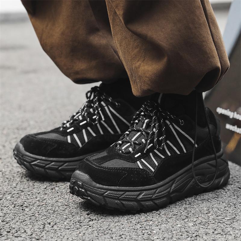 Fashion Men's casual thick soled shoes Comfortable and trendy high-quality styles Outdoor street walking shoes Black lace up Youth NEW
