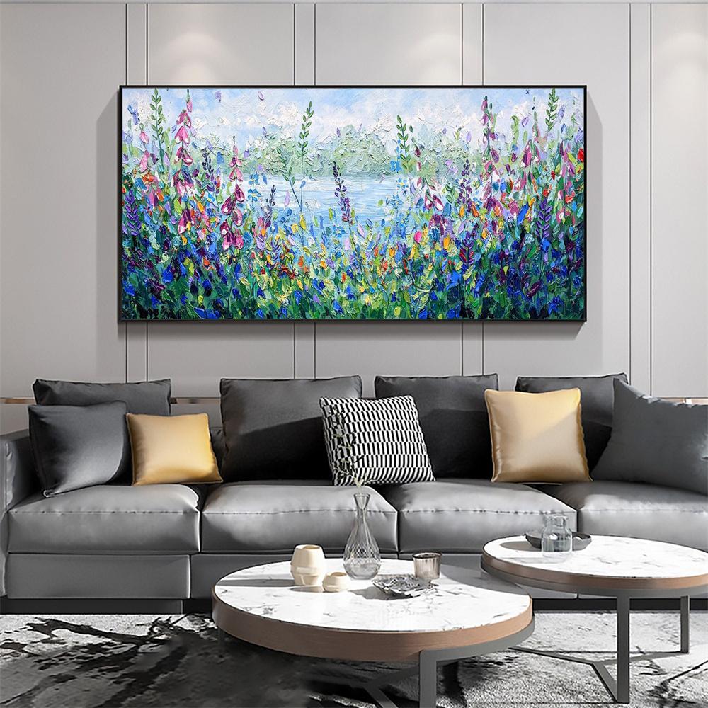 Dipinto ad olio originale Astratto moderno Dipinto di fiori colorati