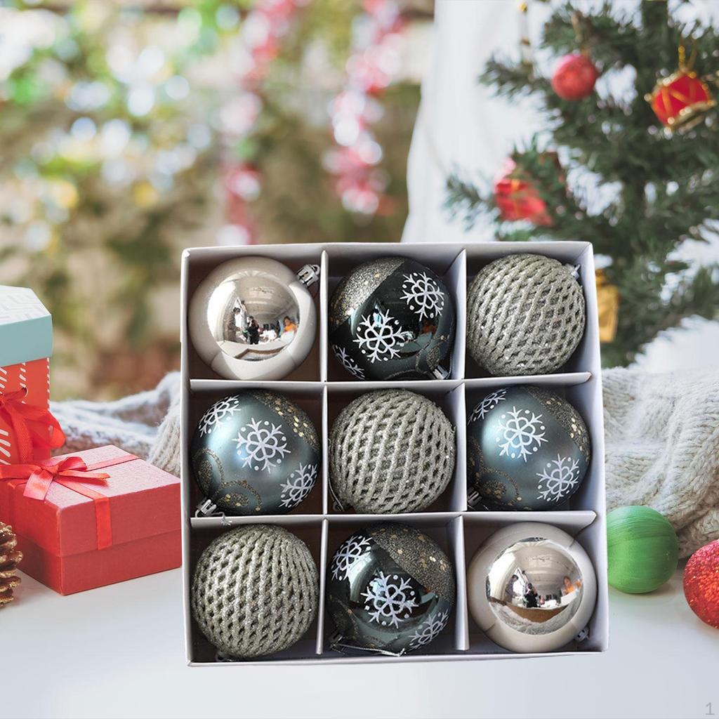 9 Count Christmas Ball Ornaments, 3.15 Inch Xmas Balls for Holiday Celebrations