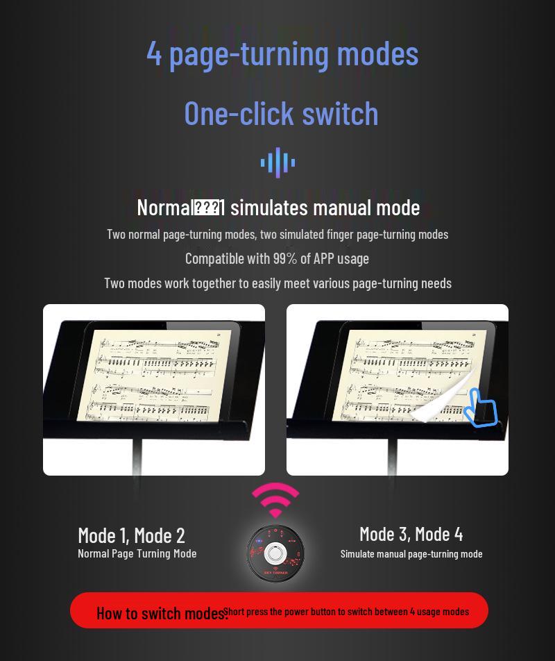 Bluetooth Page Turner & Photo Remote for Instruments
