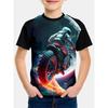 T-shirt da Ragazzo Motociclista T-shirt Stampata 3D per Bambino 2-10 Anni Manica Corta Maglietta Top Bambino Estate Trendy Street Top per Bambini