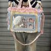 New Y2K Cute Lace Bow Ita Shoulder Bag Sweet Girl Transparent Pocket Women Large Capacity Tote Bag DIY Display Crossbody Handbag