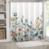1pc Watercolor Floral and Leaf Striped Autumn Print Shower Curtain   Polyester Fabric   Machine Washable   Suitable for Bathroom