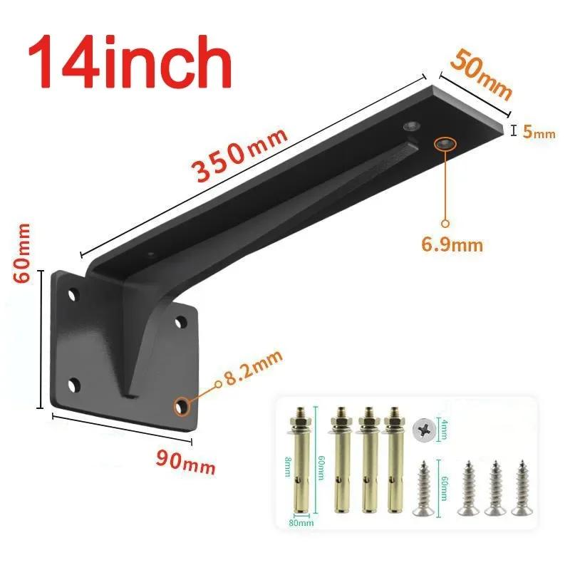 111-111mm Metal Floating Shelf Bracket Wall Mount Heavy Duty For Wood Shelves Support Black Cold Rolled Steel