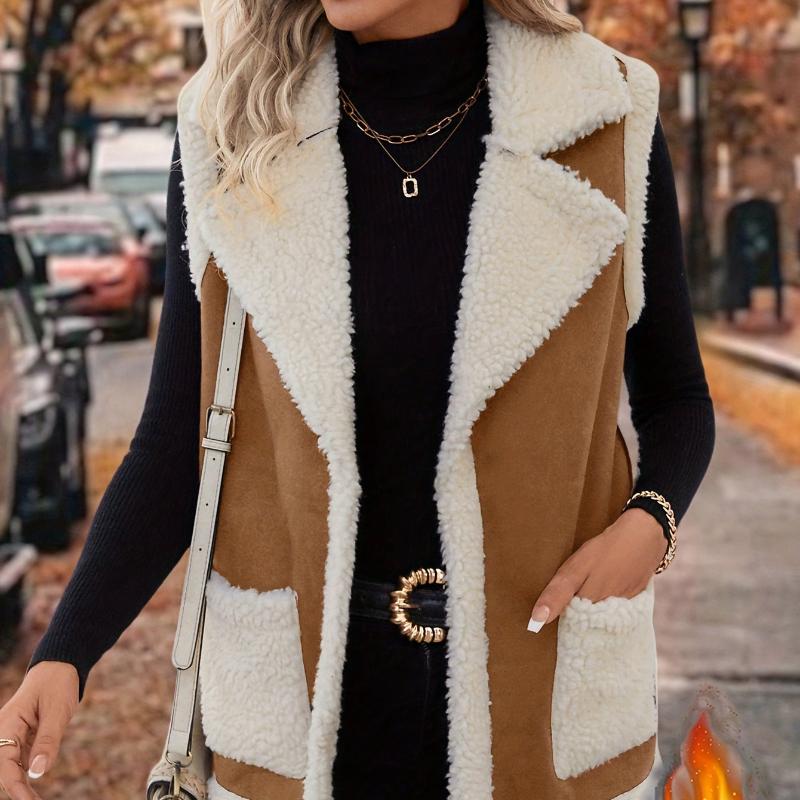 

Зимний жилет, женский, плюшевое пальто, жилет без рукавов, зимний толстый внутренний слой, плюшевый жилет, простой дизайн, теплый S