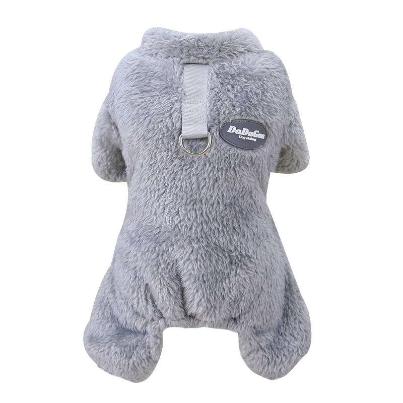 

Зимний теплый флисовый комбинезон для собак, одежда для маленьких собак, осенняя пижама для четвероногих собак, плюшевое пальто для собак, костюмы для чихуахуа и пуделя S серый