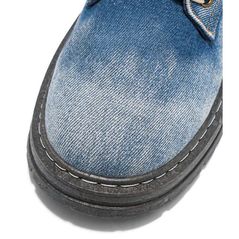 Retro Men's Platform Denim Boots High Quality Men Tooling Boots Fashion Trend Denim Versatile Casual Shoes High Top Working Shoe