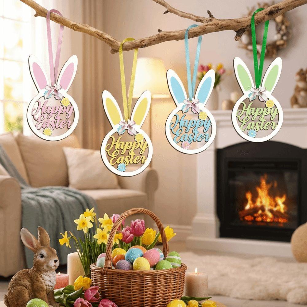 Holz Osterbaum Dekoration Flache Kaninchen Hängende Ornamente Osterhase Anhänger Büro Dekoration