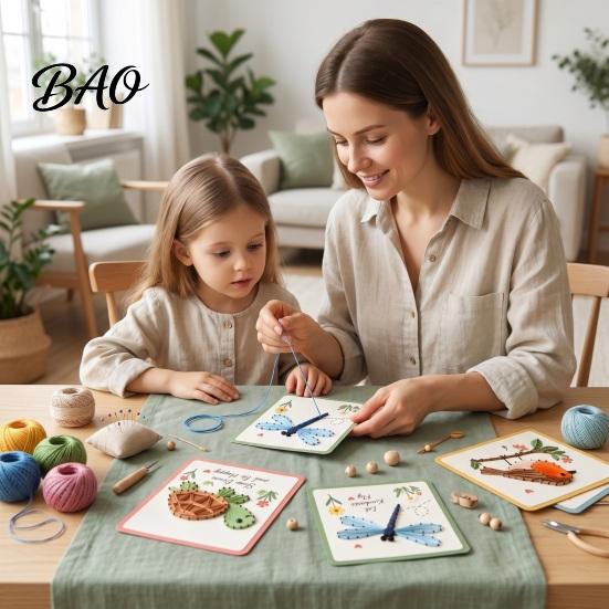 Needle And Thread Crafts Garden Animal Stitching Card Kit, DIY Stitch by Family Crafting Kits Hand, Embroidery Greeting Kit for Adults Beginners