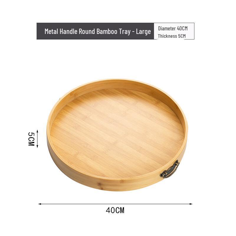 Wu Tuo Bamboo Round Tea Tray with Handle