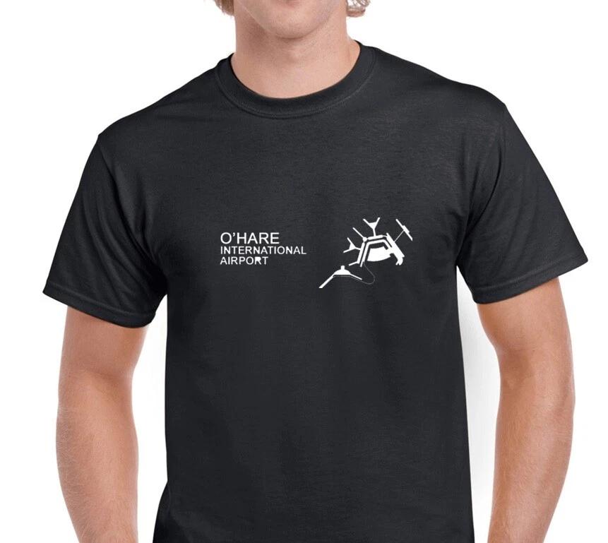 O Hare International Airport TShirt Chicago Air Travel Souvenir Black Tee Shirt 2XL