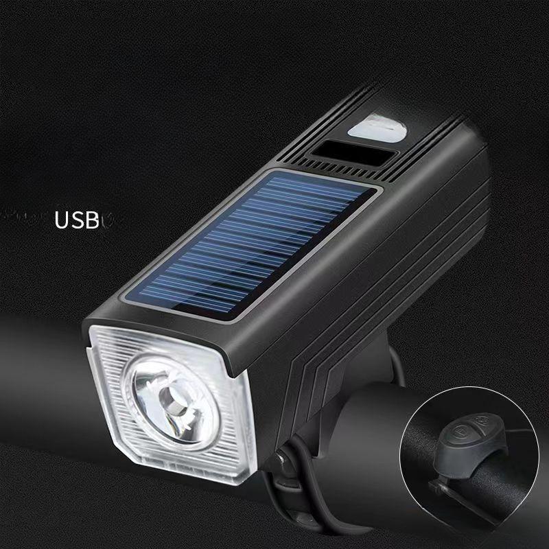 

Трансграничная солнечная велосипедная звуковая лампа с зарядкой через USB, велосипедные фары на открытом воздухе, высокая надежность, двойное управление, велосипедные фары T6