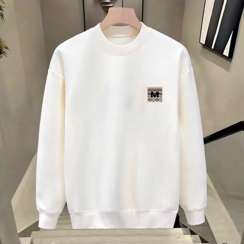 

Мужской свитшот с длинным рукавом, принт осень-зима, корейская версия, новый, круглый вырез, свободный, повседневный, шикарный, в стиле Гонконга, тренд 5XL белый